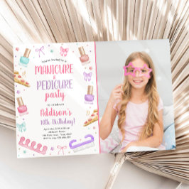 Manicure and Pedicure Bow Mani-Pedi Party Birthday Inbjudningar