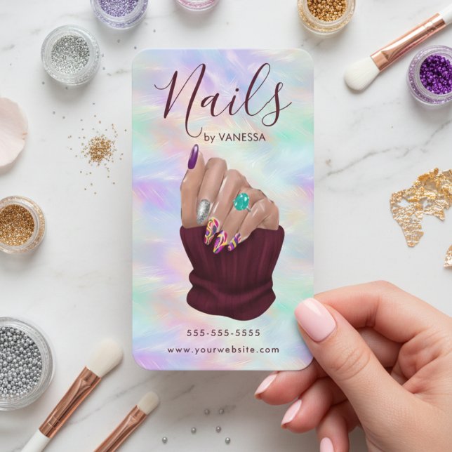 Manicurist Artist Nail Art Studio Stylish Opal Visitkort (Skapare uppladdad)