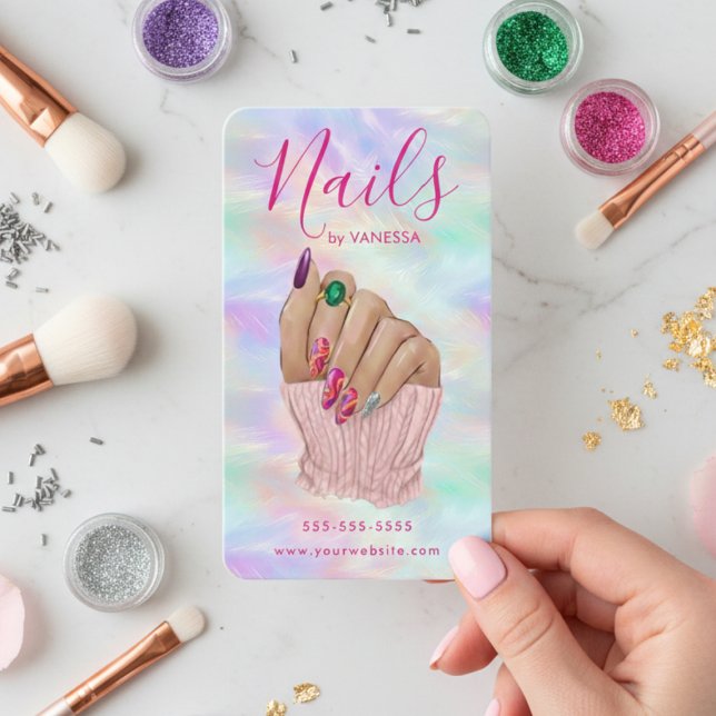 Manicurist Artist Stylish Nail Salon Chic Opal Visitkort (Skapare uppladdad)