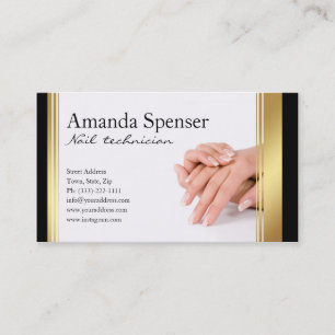 Manicurist Black & Guld Gräns Fransk Manicuant Visitkort