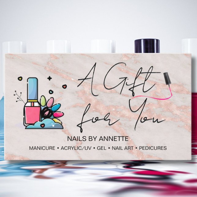 Manicurist Nail Tech Rose Marble Gift Certificate  Visitkort (Skapare uppladdad)