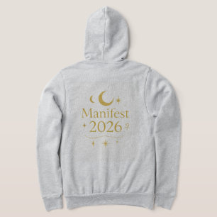 Manifest 2026 Hoodie med guldmåne & stjärnor   Min T Shirt