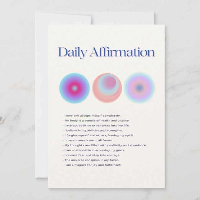 manifestation av dagliga bekräftelser inbjudningar (Framsida)