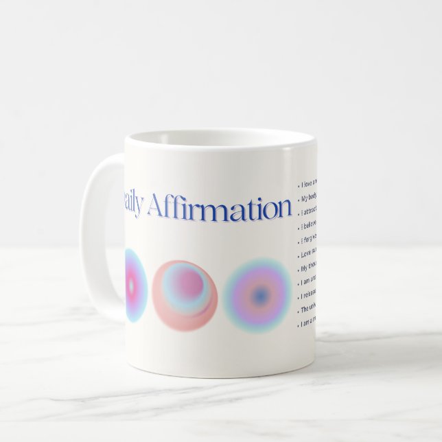 manifestation av dagliga bekräftelser kaffemugg (Framsida vänster)