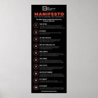 Manifestet för enastående restauranger 2.0 poster