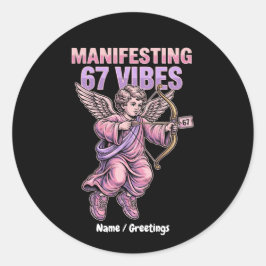Manifesting 67 Vibes Streetwear Cupid Vintage 90-t Runt Klistermärke