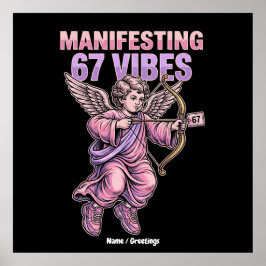 Manifesting 67 Vibes Streetwear Cupid Vintage 90s  Poster