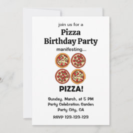 Manifesting Pepperoni Pizza Birthday Party Inbjudningar