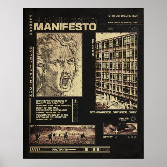 Manifesto - Brutalistisk design Poster (Framsidan)