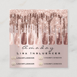 Manikera Nail Artist Drives Glitter Social Ro Fyrkantigt Visitkort
