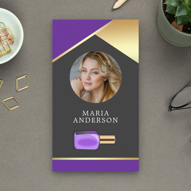 Manikurist foto från guld Salon Nagel polska Flask Visitkort (Skapare uppladdad)