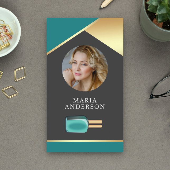 Manikurist foto från guld Salon Nagel polska Flask Visitkort (Skapare uppladdad)