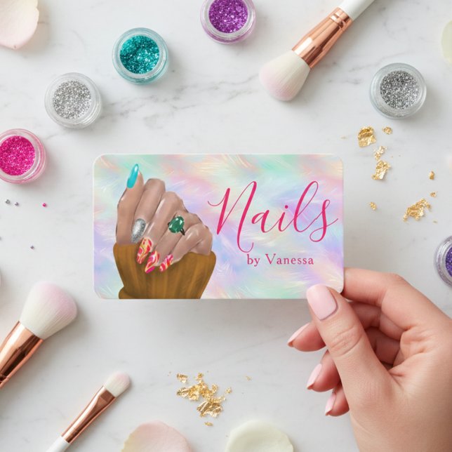 Manikurist Nagelkonstnär Studio Chic Iridescent Op Visitkort (Skapare uppladdad)