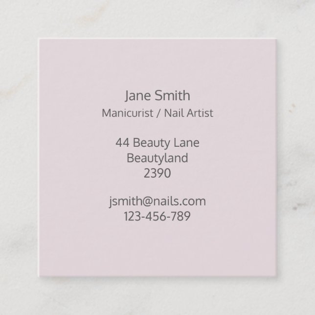 Manikurist, Nail Artist, Nail Technician Freelance Fyrkantigt Visitkort (Framsida)