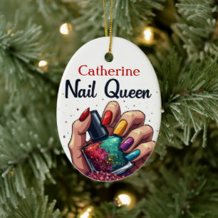Manikurist Nail Artist Personlig Nagel Queen Julgransprydnad Keramik