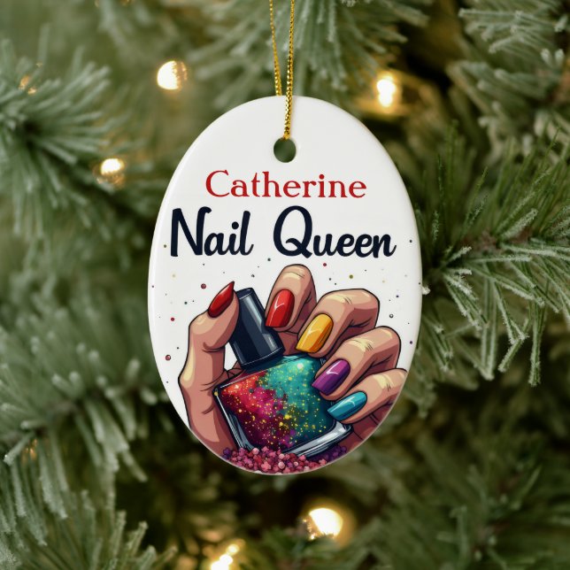 Manikurist Nail Artist Personlig Nagel Queen Julgransprydnad Keramik (Träd)