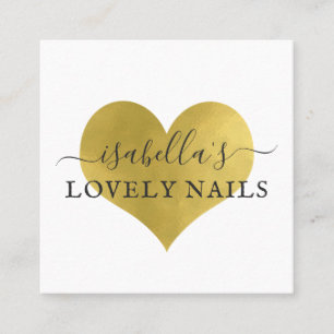 Manikurist Nail Salon Gold Foil Heart-skript Fyrkantigt Visitkort