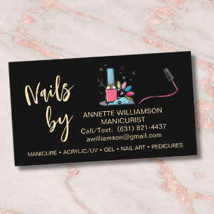 Manikurist Nail Technician Black Guld Visitkort