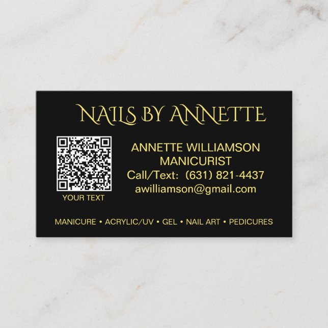 Manikurist Nail Technician Guld accent   Visitkort (Framsida)