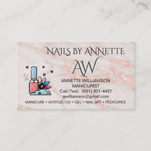 Manikurist Nail Technician  Ro Marble  Visitkort (Framsida)