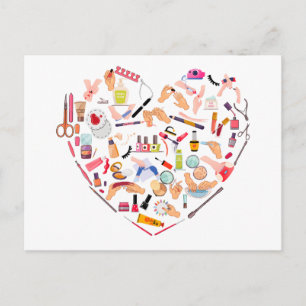 Manikurist Nail Technician Verktyg Heart Vykort
