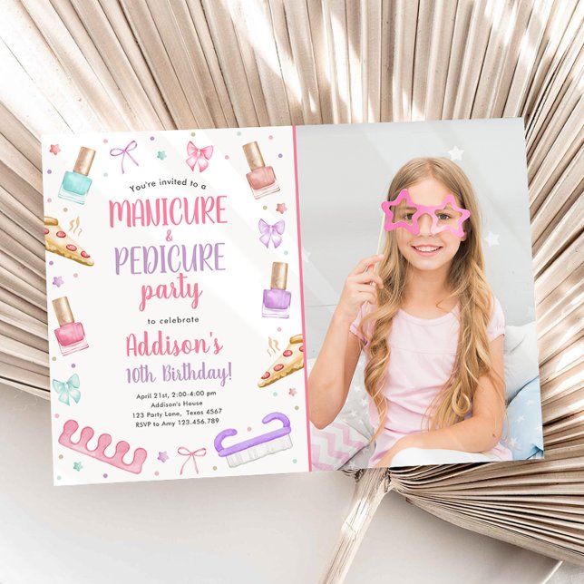 Manikyr och pedikyr födelsedagsfest för Bow Mani-P Inbjudningar (Skapare uppladdad)