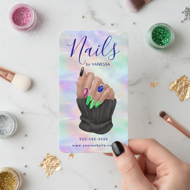 Manikyrkonstnär Nagelkonststudio Stylish Opal Visitkort (Skapare uppladdad)