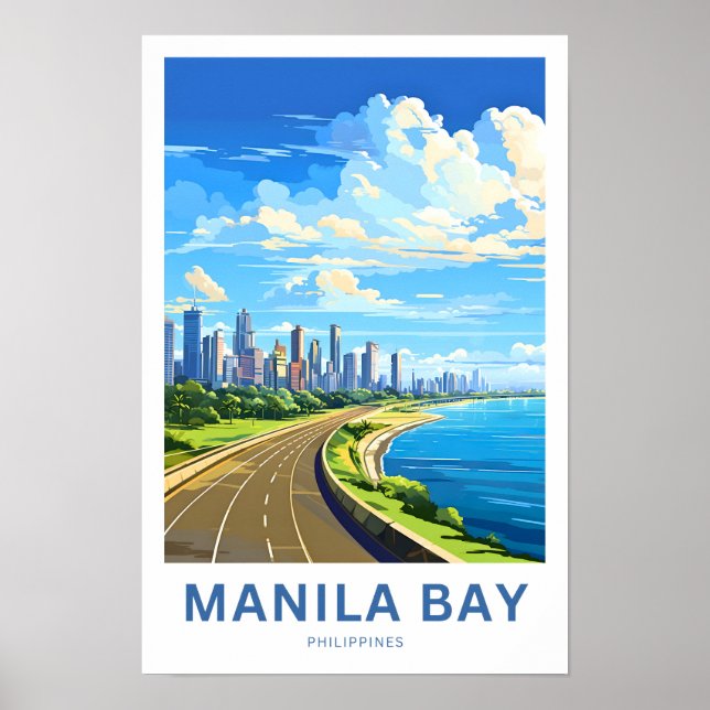 Manila Bay Philippines Travel Print Poster (Framsidan)