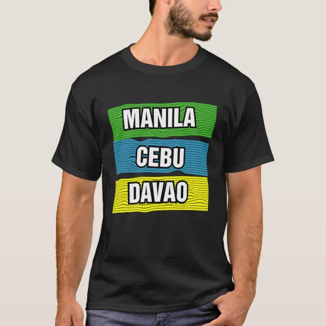 Manila Cebu Davao Filippinerna Internationella Res T Shirt (Framsida)