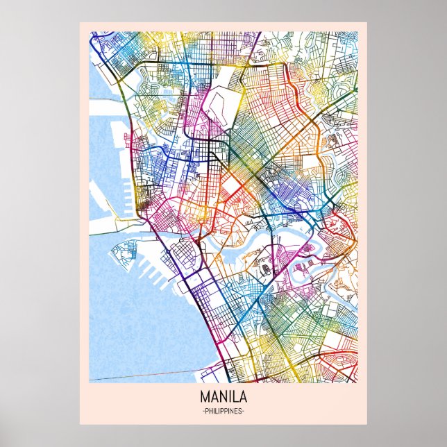 Manila Filippinerna City Karta Poster (Framsidan)