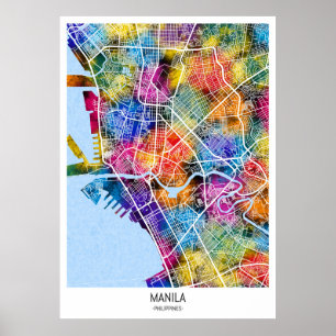 Manila Filippinerna City Karta Poster