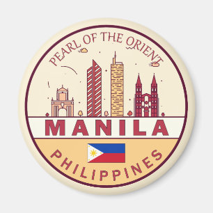 Manila Filippinerna City Skyline Emblem Magnet