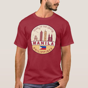 Manila Filippinerna City Skyline Emblem T Shirt