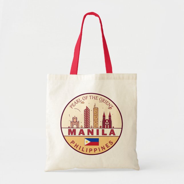 Manila Filippinerna City Skyline Emblem Tygkasse (Framsidan)