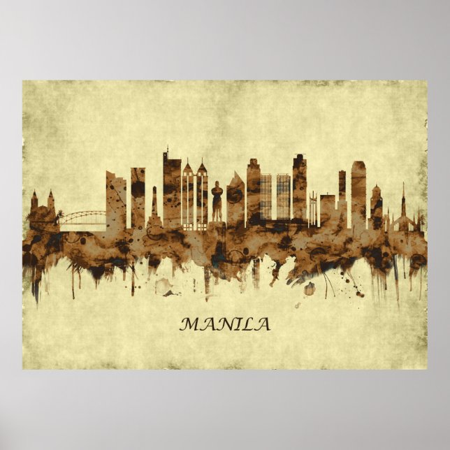 Manila Filippinerna Cityscape Poster (Framsidan)