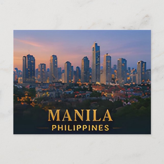  ✈️ Manila Filippinerna Resa Present 🌴 Vykort (Framsida)