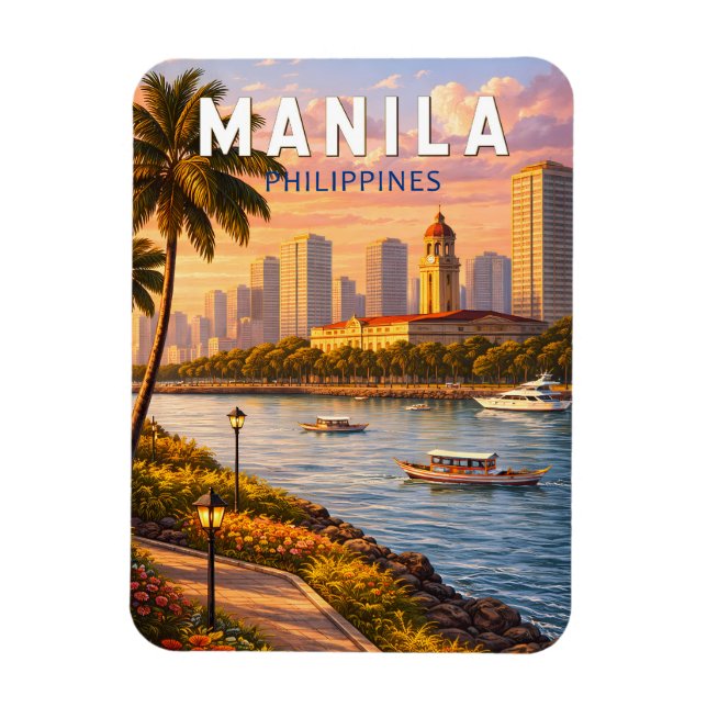 Manila Filippinerna Siluett Illustration Resa Kons Magnet (Vertikal)