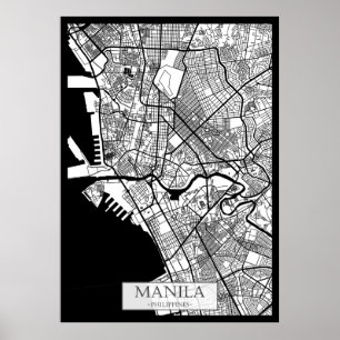 Manila Filippinerna Stadskarta Poster