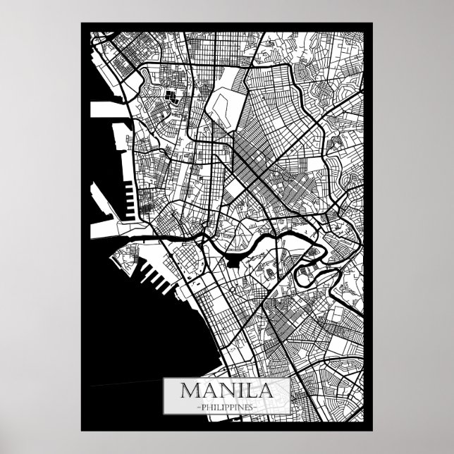 Manila Filippinerna Stadskarta Poster (Framsidan)