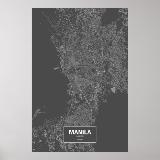 Manila, Filippinerna (vit på svart) Poster (Framsidan)