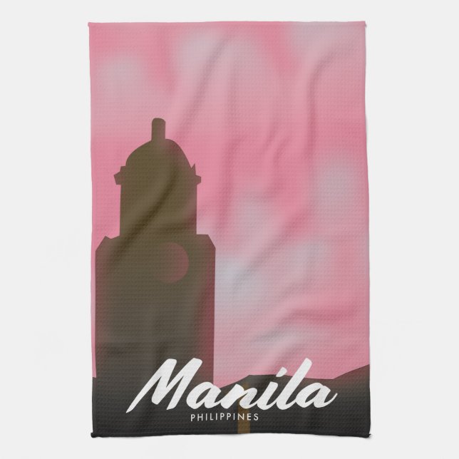 Manila Filippinernas reseaffisch. Kökshandduk (Vertikal)