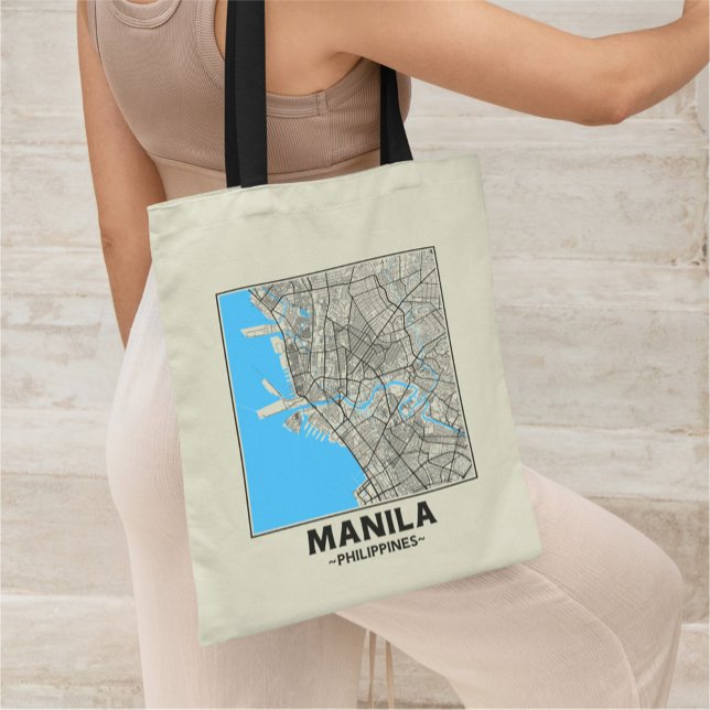Manila, Philippines, City Map Tote Bag Tygkasse (Skapare uppladdad)