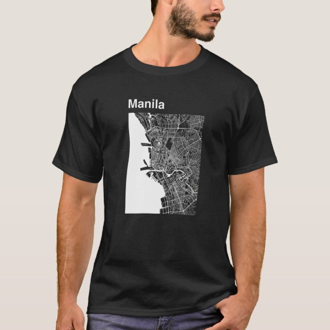 Manila Philippines Classic City Karta Graphic T Shirt (Framsida)
