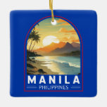 Manila Philippines Travel Art Vintage Julgransprydnad Keramik<br><div class="desc">Manila retro-vektorns resedesign. Manila,  Filippinernas huvudstad,  är en tätbefolkad bayside-stad på ön Luzon,  som blandar den spanska kolonialarkitekturen med moderna skyscraper.</div>