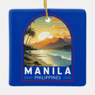 Manila Philippines Travel Art Vintage Julgransprydnad Keramik