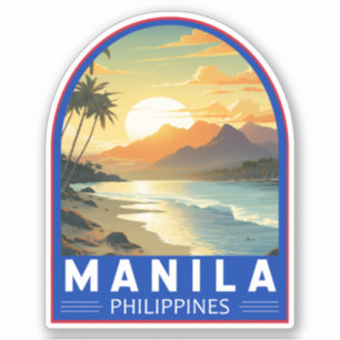 Manila Philippines Travel Art Vintage Klistermärken