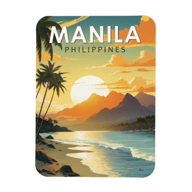 Manila Philippines Travel Art Vintage Magnet (Vertikal)