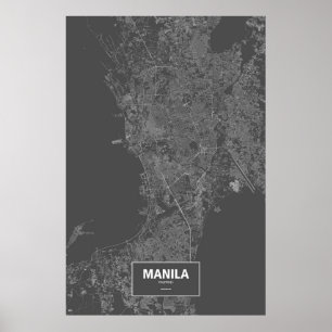 Manila Philippines (vit på svart) Poster