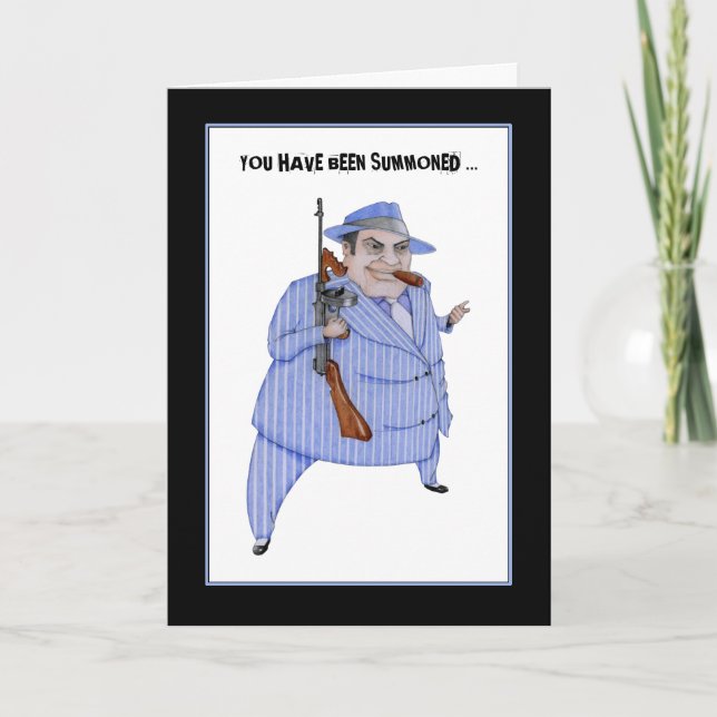 Manipulationskort för mobster Chef Murder-mysterie Inbjudan (Framsida)