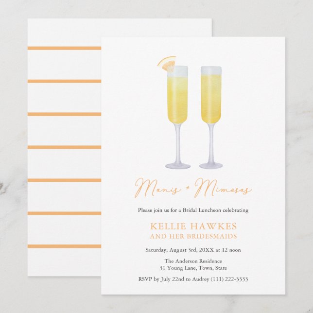 Manis och Mimosas Brudens sida Firande Inbjudningar (Fram/baksida)